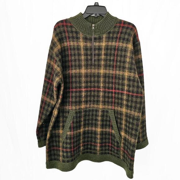 Jones New York Plaid Half-Zip Pullover Wool Sweater for Women Oversized Medium - Picture 1 of 5